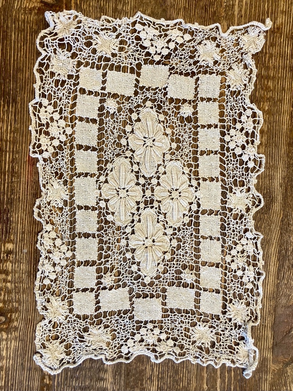 Small Rectangle Doily Table Accent in Cream Flower Design Crochet - Picture 2 of 13